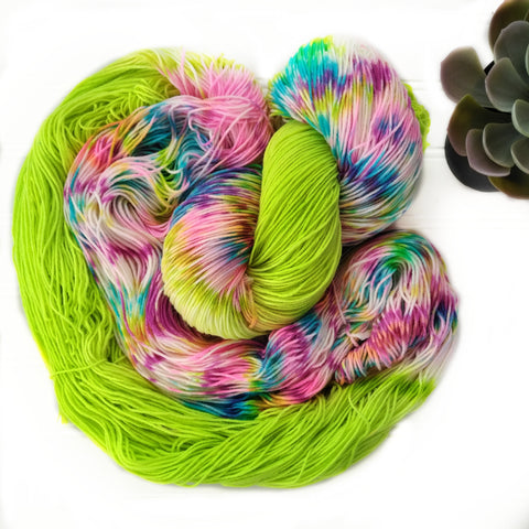 Bright Green Rainbow Dapples- Squishy Sock