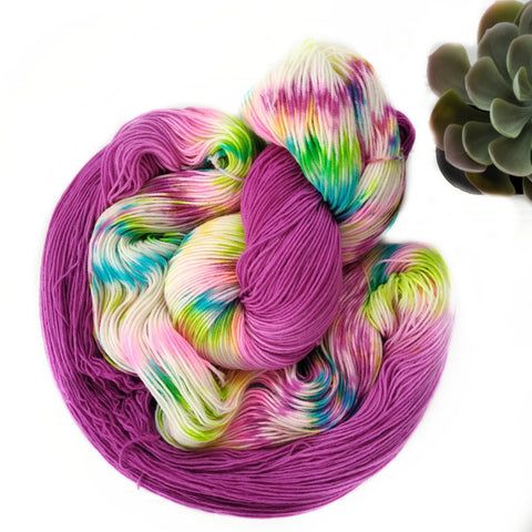 Bright Purple Rainbow Dapples - Squishy Sock