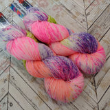 Hand dyed sock yarn in color way Electric Popsicle
