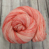 Canadian hand dyed yarn, semi-solid yarn, blush / peach / Pink